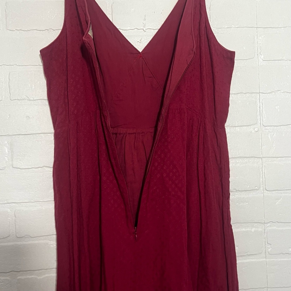 Lucky Brand Midi Dress Burgundy Spaghetti Strap Midi V-Neck Flowy Size Small - Picture 7 of 8